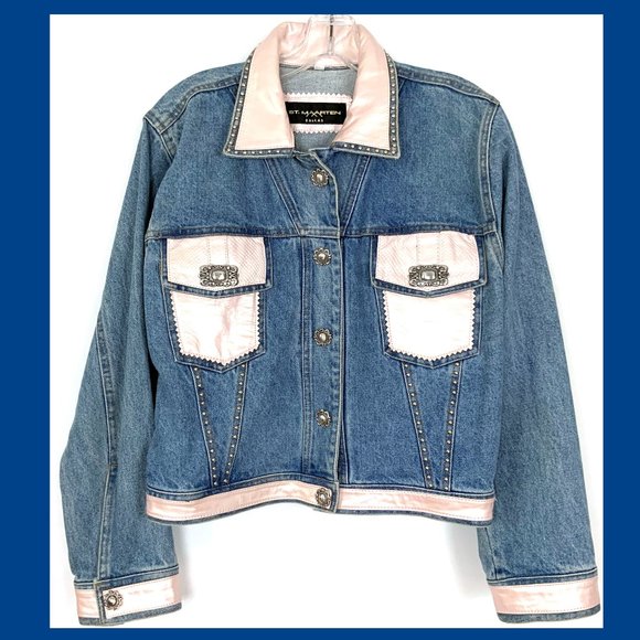 St Maarten Dallas Jackets & Blazers - Vintage St Maarten Western Denim Leather Cowgirl Jacket Medium